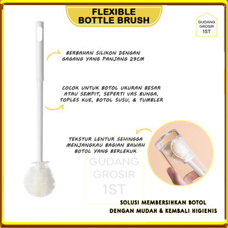 Flexible Bottle Brush | Sikat Silicone Serbaguna | Sikat Gagang  Lentur untuk Botol Vas Toples