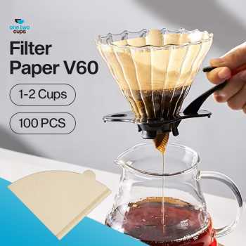 One Two Cups Coffee Filter Paper V60 1-2 Cups 100 PCS Food Grade Extraction - V02
