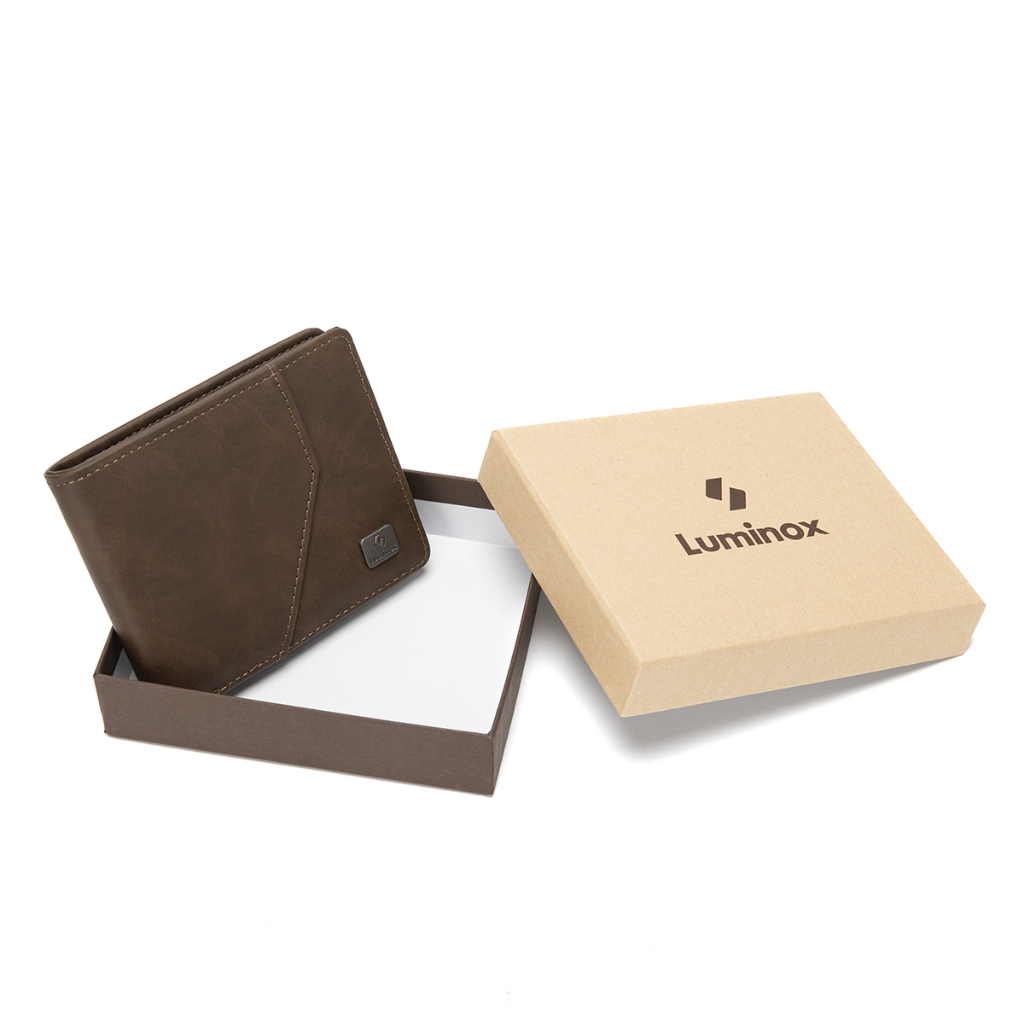 Luminox Cleo Mens Casual PU Wallet - กระเป๋าสตางค์พับพร้อมกล่องพิเศษฟรี