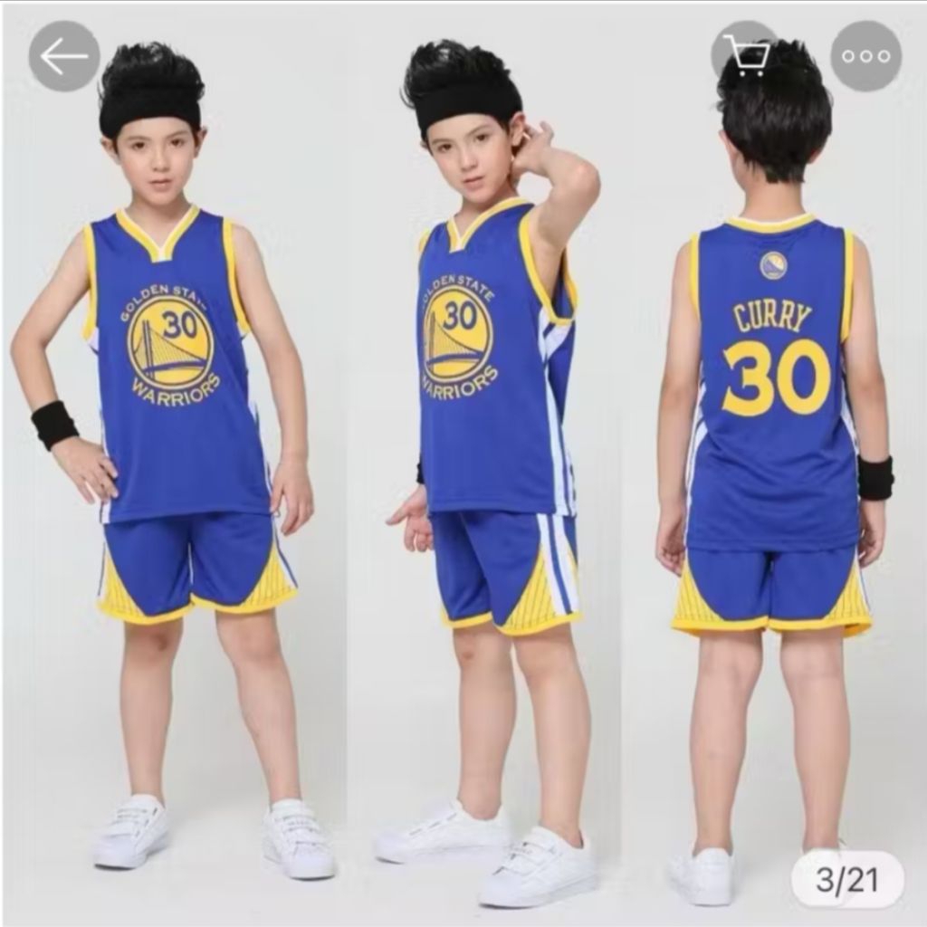 เสื้อบาสเก็ตบอลเด็ก Golden State Warriors Blue