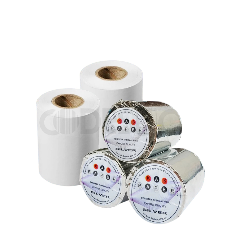 กระดาษลงทะเบียนเงินสด เงิน 57 x 40 มม. 57x40 หมึกดําใบเสร็จความร้อน สีดํา