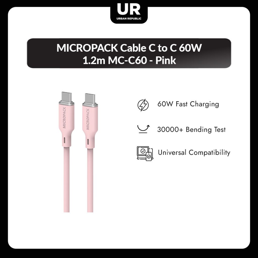 สาย MICROPACK C to C 60W 1.2m MC-C60 - สีชมพู