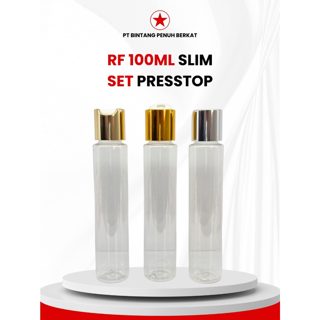 RF BOTTLE 100ML SLIM N24 CLEAR PRESSTOP CAP N24 DARK GOLD SILVER LIGHT GOLD 100 ML N24