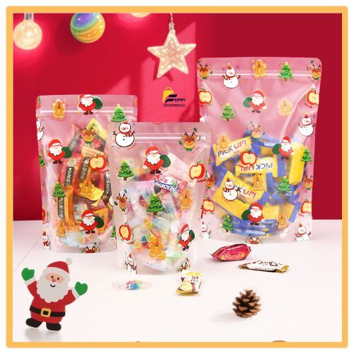 FG Premium Christmas Zipplock Plastic / Christmas Snack Packaging Plastic / Merry Christmas Snack Ba