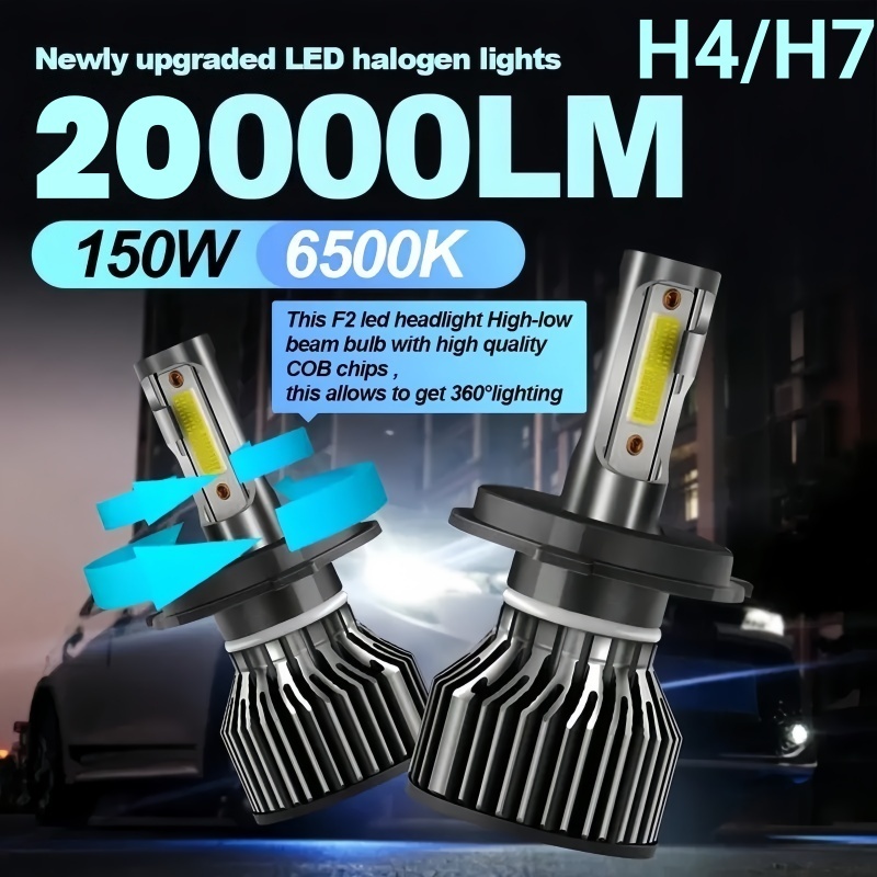 BZL ไฟหน้ารถ LED H4 H7 COB 2PCS สีขาว 6500K/ 55W/8-48V HIGH POWER