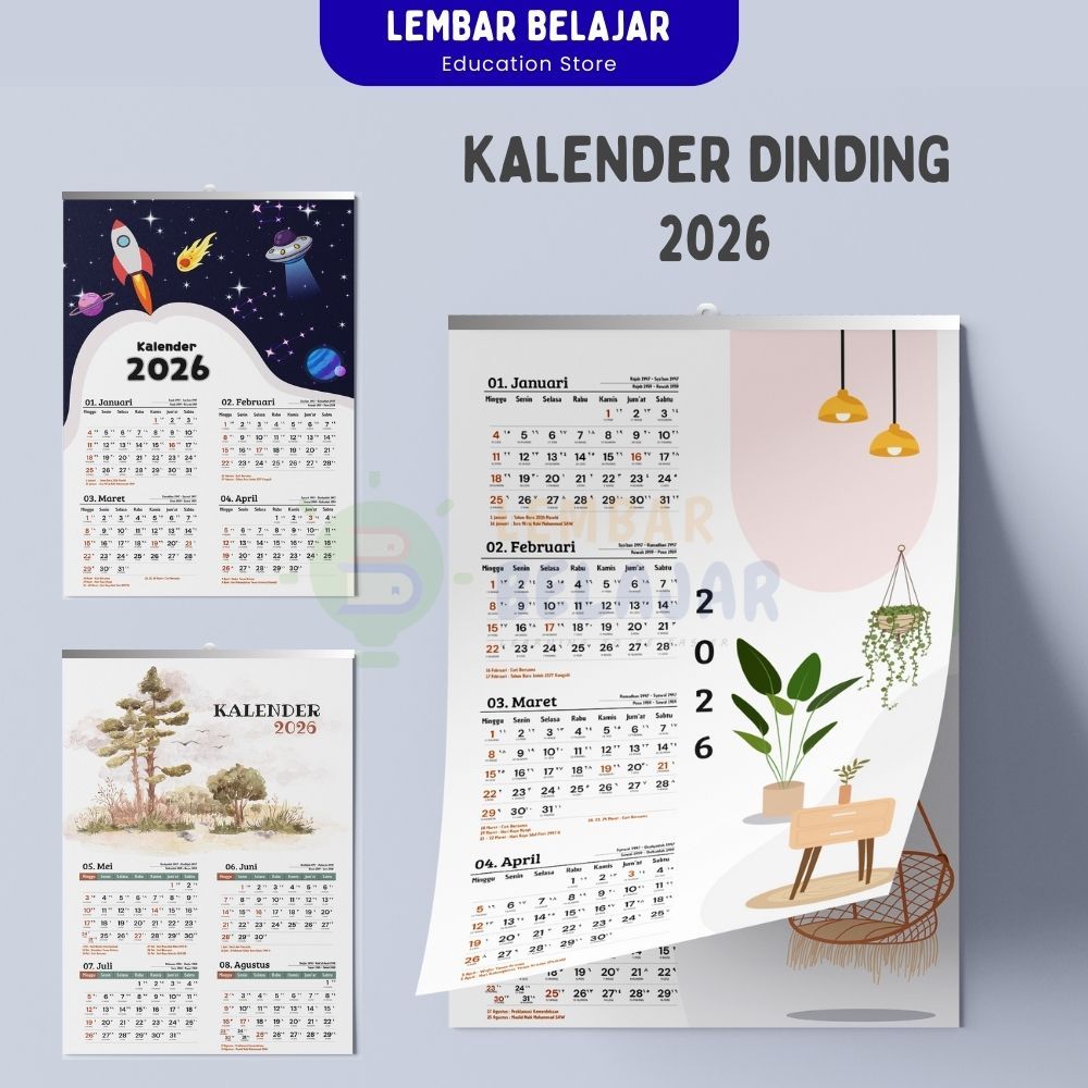 Study Sheet Wall Calendar Aesthetic Clamp 2026 Size A3+