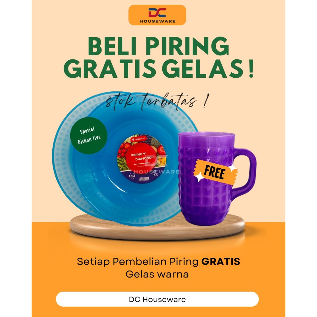 [ 6 - 12 PC ] BUNDLING ( EVERY PURCHASE OF DIAMOND PLATES FREE COLORFUL BEER GLASS)