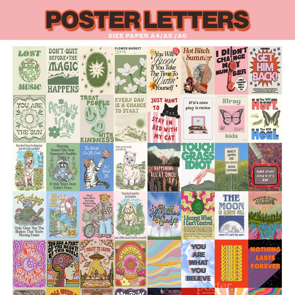 โปสเตอร์ LETTER TYPOGRAPHY SERIES ATESTHETIC RETRO โปสเตอร์