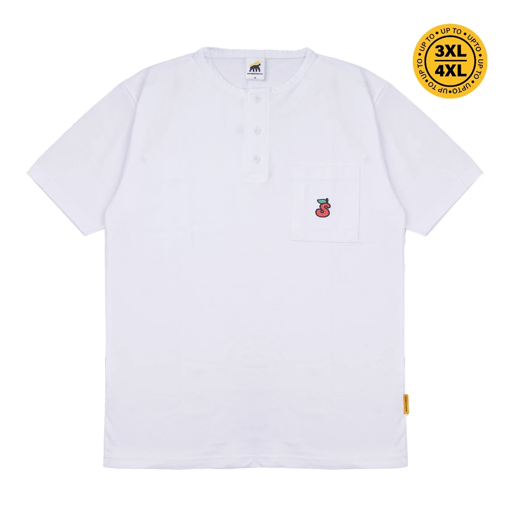 House of Smith PKU เสื้อยืดแขนสั้นผู้ชาย Henley - มะเขือเทศ Pocket Regular Henley สีขาว - เสื้อยืด H