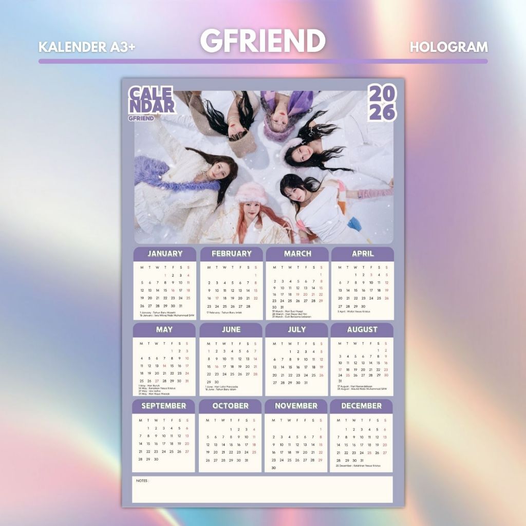 HOLOGRAM 2026 CALENDAR GRIFRIEND KPOP UNOFFICIAL BUDDY SOWON YERIN EUNHA YUJU SINB UMJI