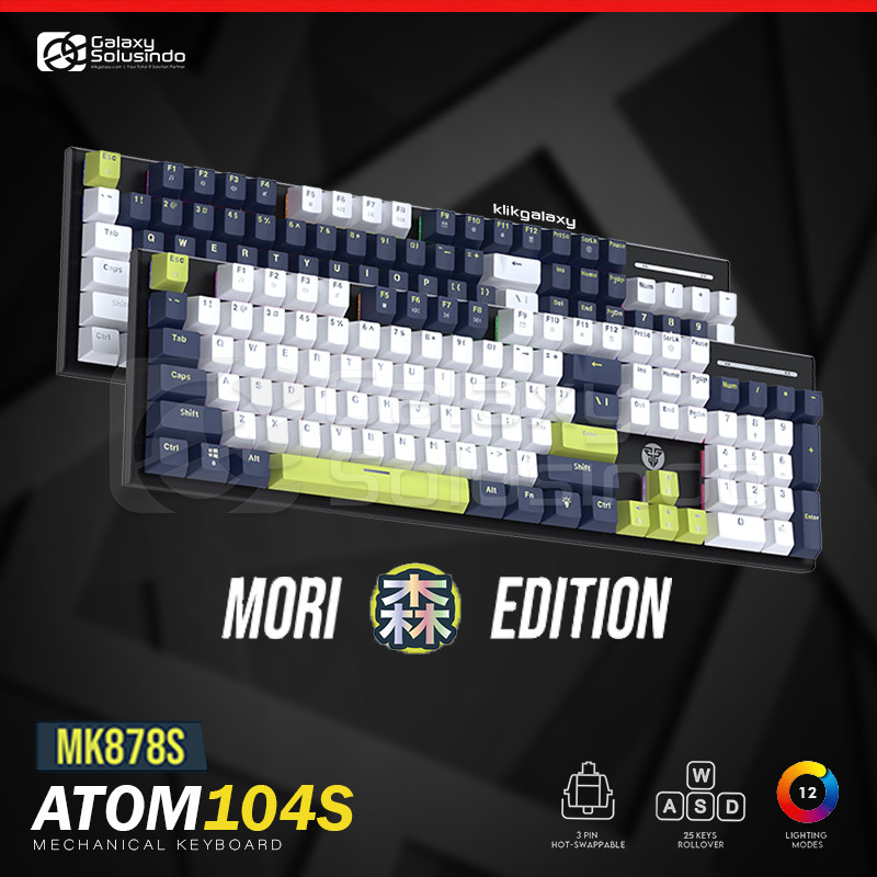 Fantech MK878S ATOM104S RGB MORI EDITION Mechanical Gaming Keyboard - Blue White / White Blue - Red 