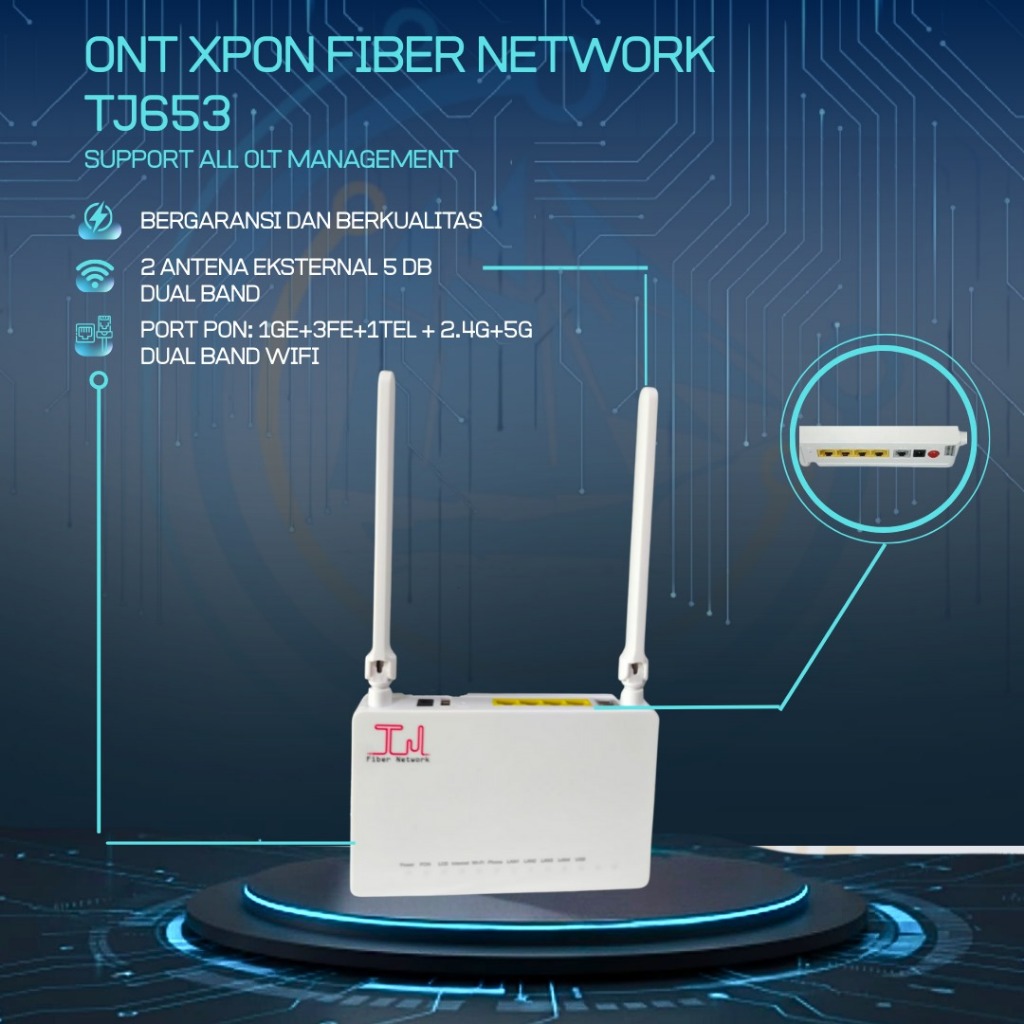FIBER NETWORK TJ653 ONT XPON ALREADY POSTEL SUPPORTS ALL MANAGEMENT OLT IS ALREADY