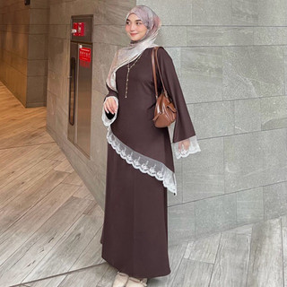 Zhafira Lace OneSet Tunik rok Malay / Tunik Asimetris renda/ Outfit lebaran/ outfit bukber / Outfit kondangan simpel Elegan /One set Tunik wanita
