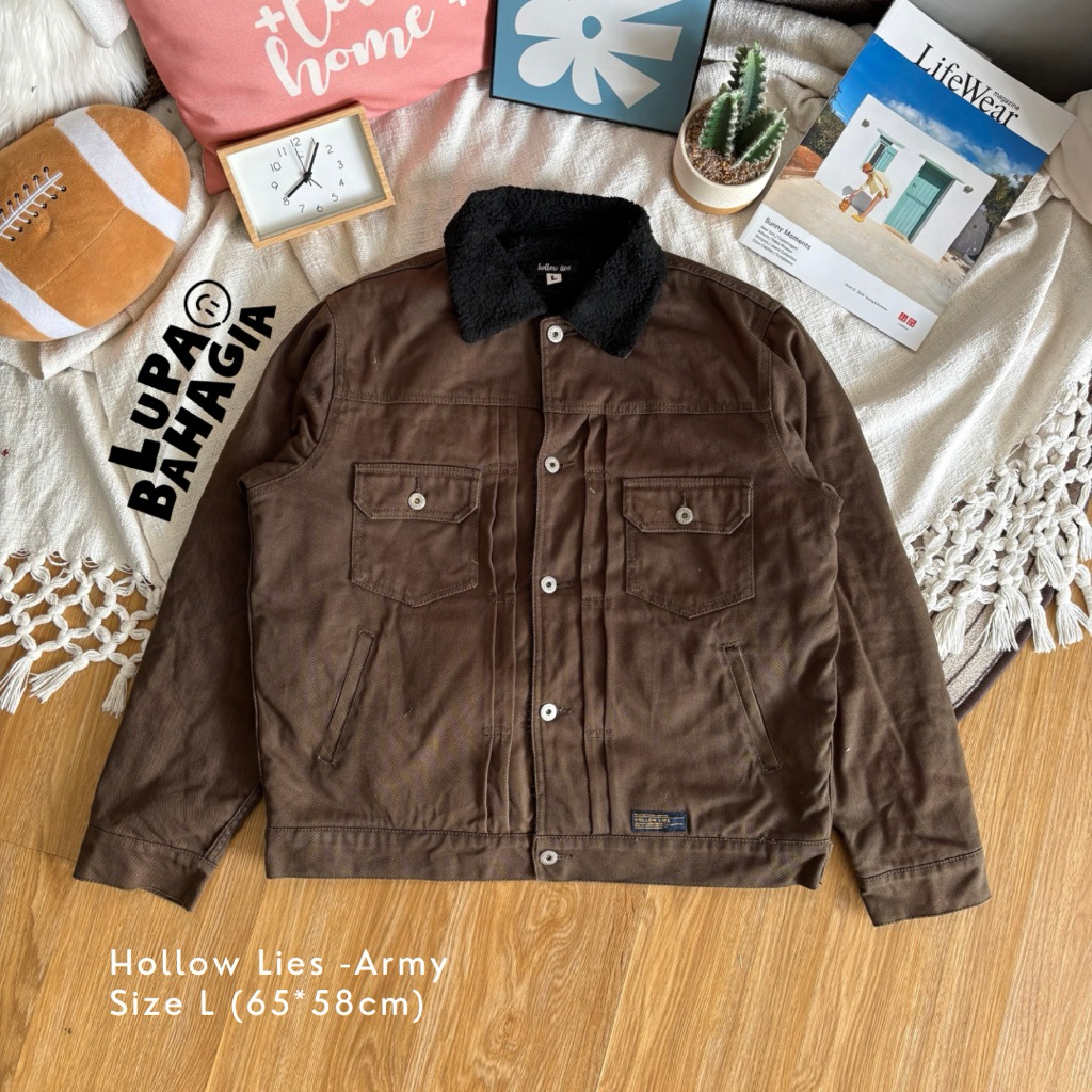 HOLLOW LIES Army Trucker Jeans Sherpa Jacket ไซส์ L • ของแท้ 100%