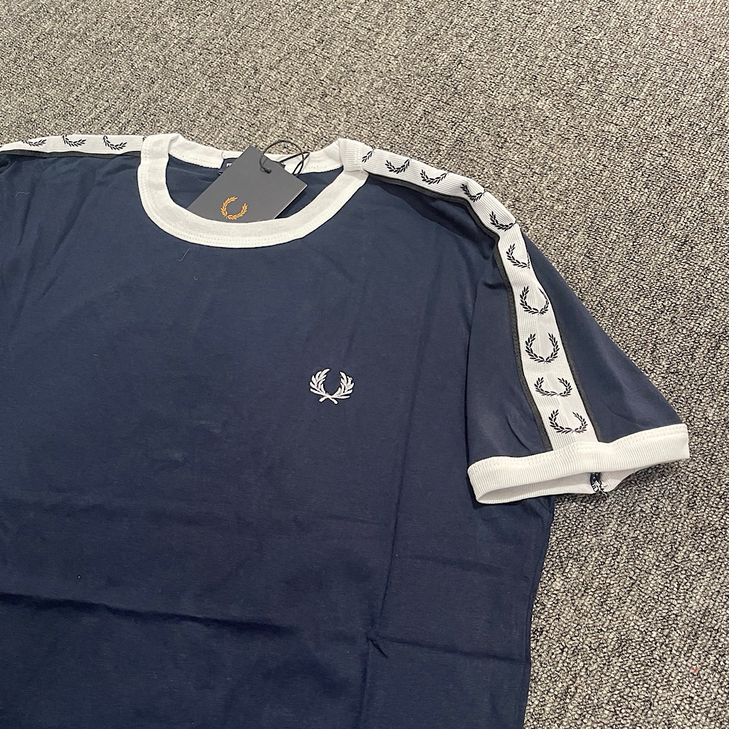 AMD 907 FRED NAVY T-SHIRT WITH WHITE SHOULDER LIST LIKE ORIGINAL ราคา ถูกที่สุด ดีลบีเคเค แกลเลอรีภาพที่ 2