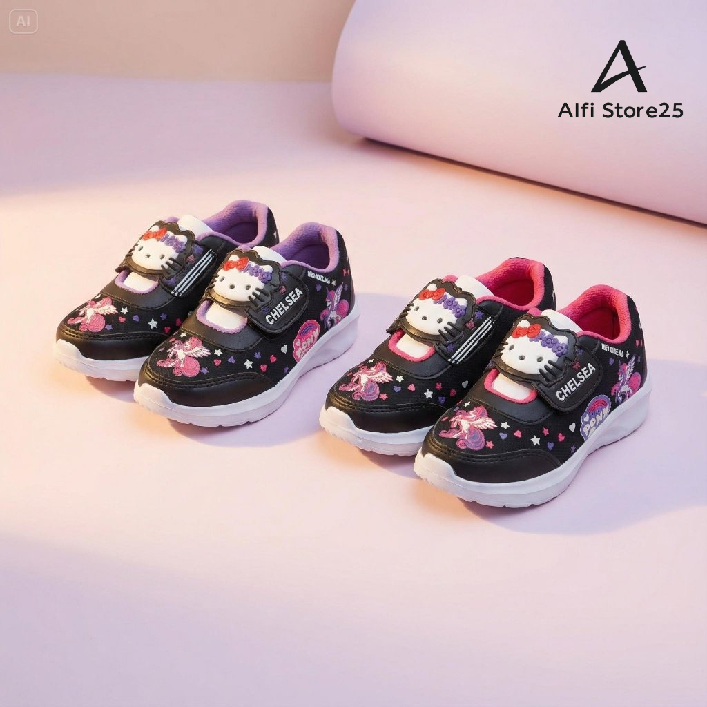 Alfi Store25 - รองเท้าเด็กผู้หญิง Pony Motif Mix Hello Kitty พื้นไพลอน มีสไตล์ สะดวกสบาย & กันลื่น ก
