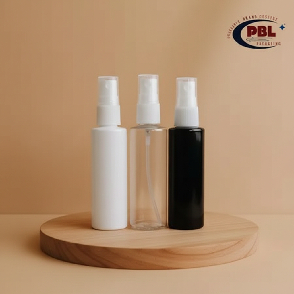 ขวดสเปรย์ RF PET 60 มล. / ขวดสเปรย์หมอกหน้าหนา RF 60 มล. ขวดสเปรย์พลาสติก RF ฝาสเปรย์สีขาวคอ 18