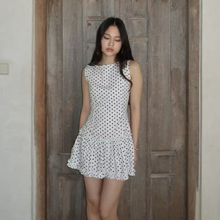 Dress Polkadot Wanita ELODIE Big Size Mini Dress Ruffle Elegan Casual Party Nyaman & Kekinian