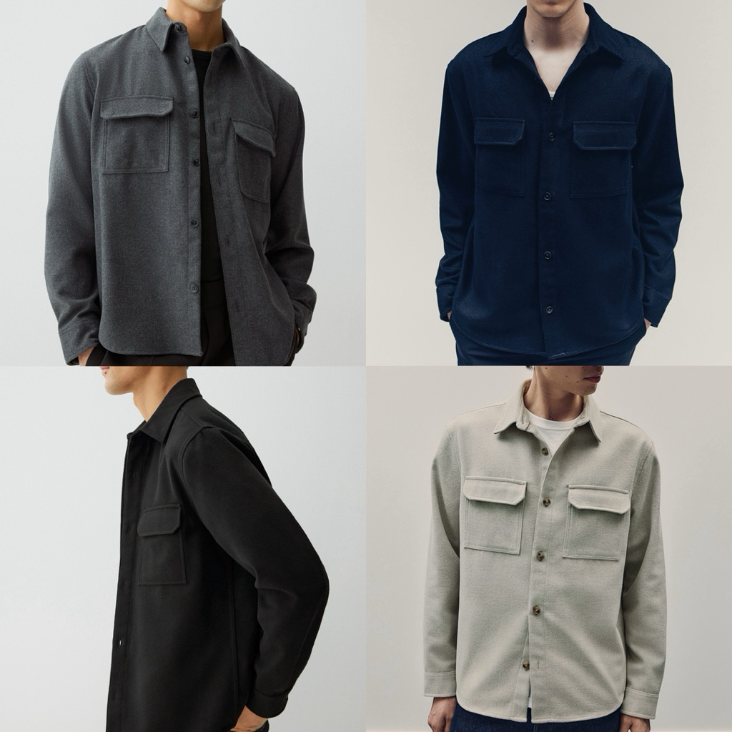 H&M REGULAR FIT FELTED OVERSHIRT