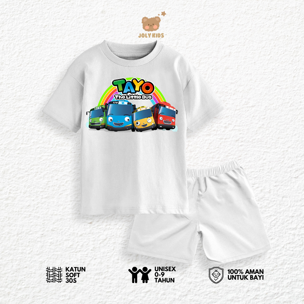 Jolly Kids Set RAINBOW BUS T-Shirt Set สําหรับเด็กชายและเด็กหญิง อายุ 1-9 ปี