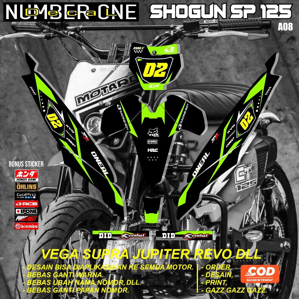 สติ๊กเกอร์ RBT SHOGUN SP 125 MOTOR RBT BEBEK MODIF SUPERMOTO YZ CRF KLX KX KTM RBT รหัส A08