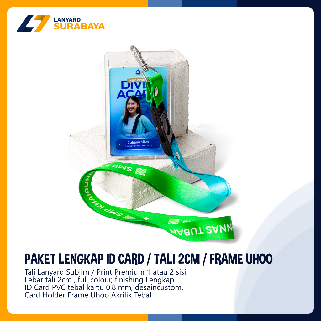 ONE SET OF COMPLETE ID CARD PACKAGES / 2CM STRAP / UHOO FRAME