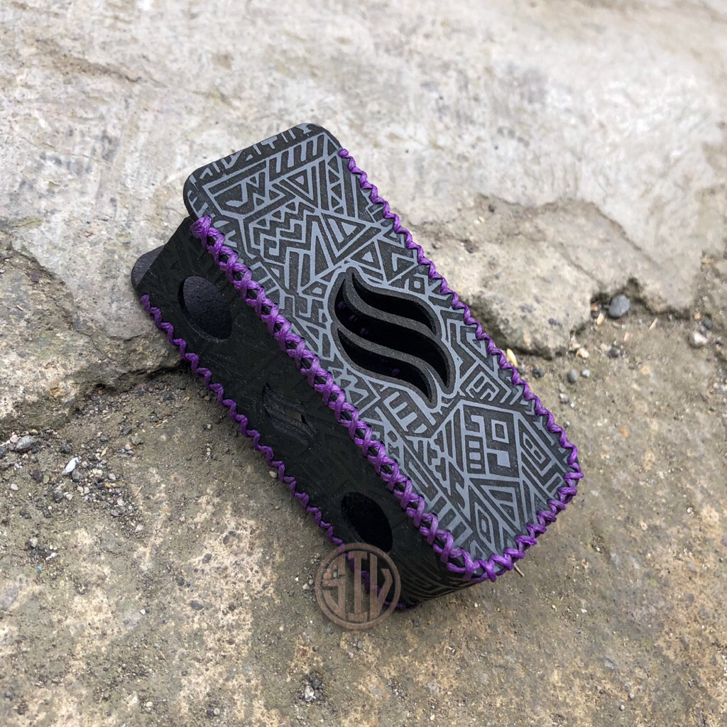 UNGU Black - Purple Container T99 Aztek Bolong Leather Wallet Ready