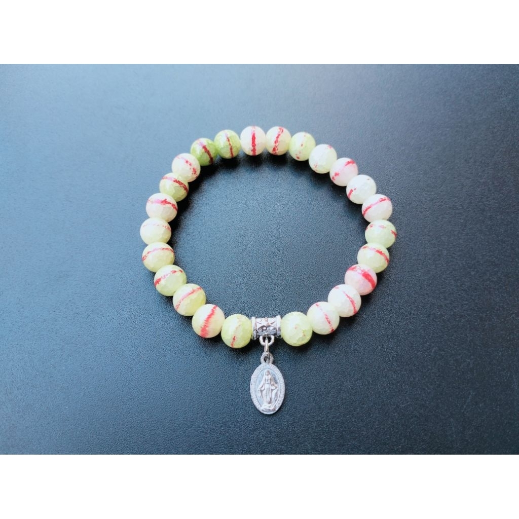 G987 MOTHER MARY BRACELET HEAVY PEARL CRYSTAL GLASS JADE LUXURY CATHOLIC BRACELET