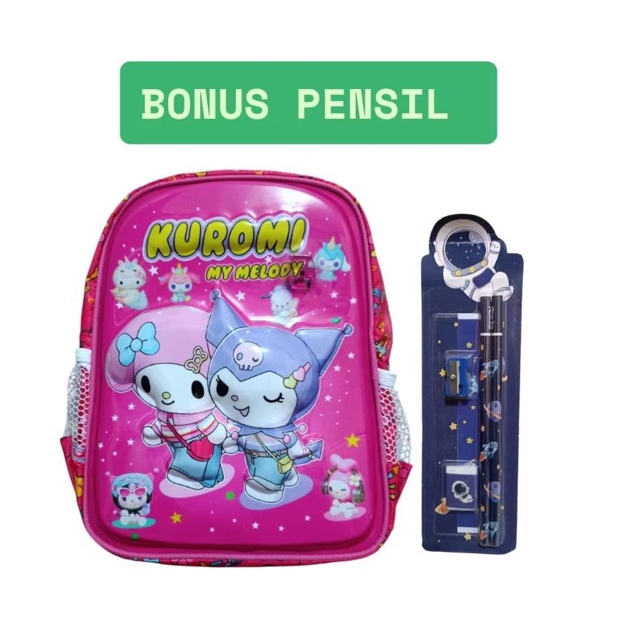 KUROMI 3D LED RAISED PAUD SCHOOL BAG (ONE ROOM)