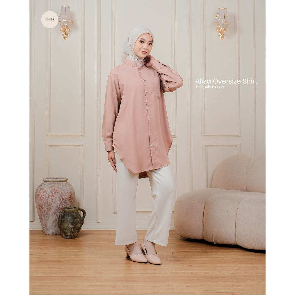 KEMEJA Alisa Oversize Shirt - เสื้อเชิ้ตเรยอน เสื้อเชิ้ตผู้หญิงแขนยาว By Nuabi Fashion