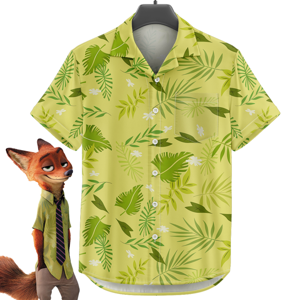 KEMEJA HIJAU GOKS เสื้อจัมโบ้สําหรับบุรุษและสตรี S-5XL แขนสั้น Motif 921 NICK ZOOTOPIA สีเขียว