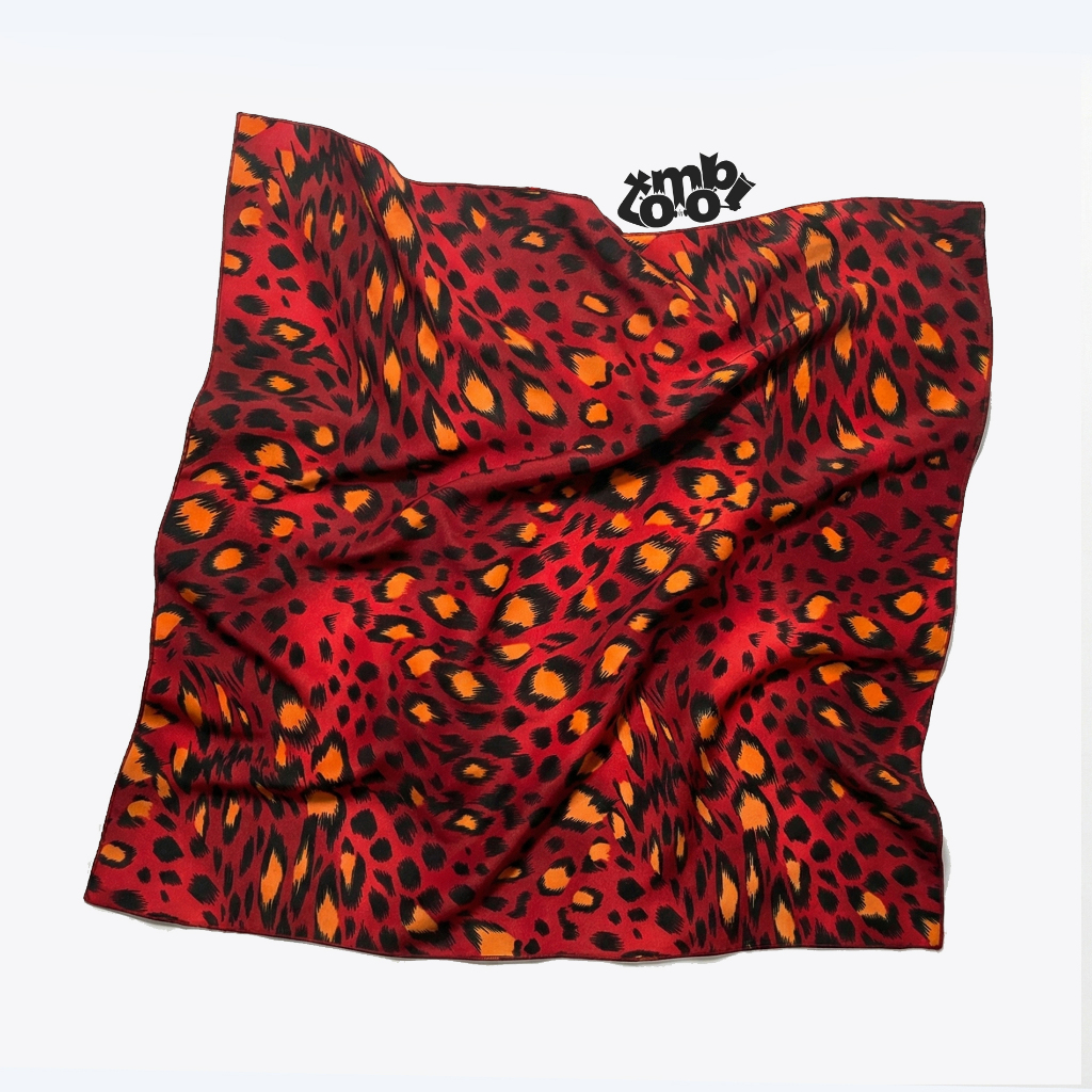 MERAH KATUN Tomobi Bandana Slayer Red Leopard Motif - ผ้าพันคอผ้าพันคอสําหรับบุรุษและสตรี - ผ้าฝ้าย 