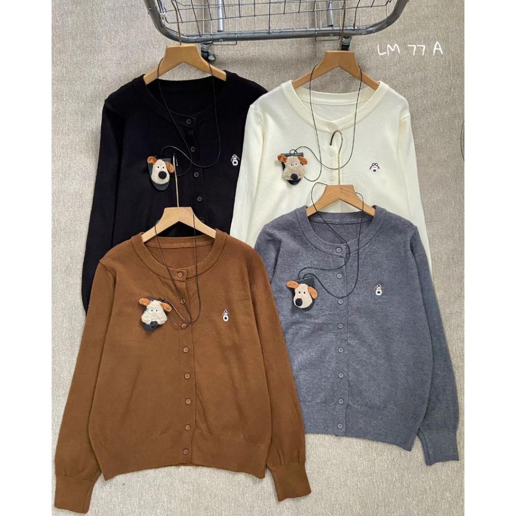 HAPPY SHOP - WOMENS CARDIGAN TOP LM77A 77 PREMIUM KNIT FREE FASHIONABLE NECKLACE