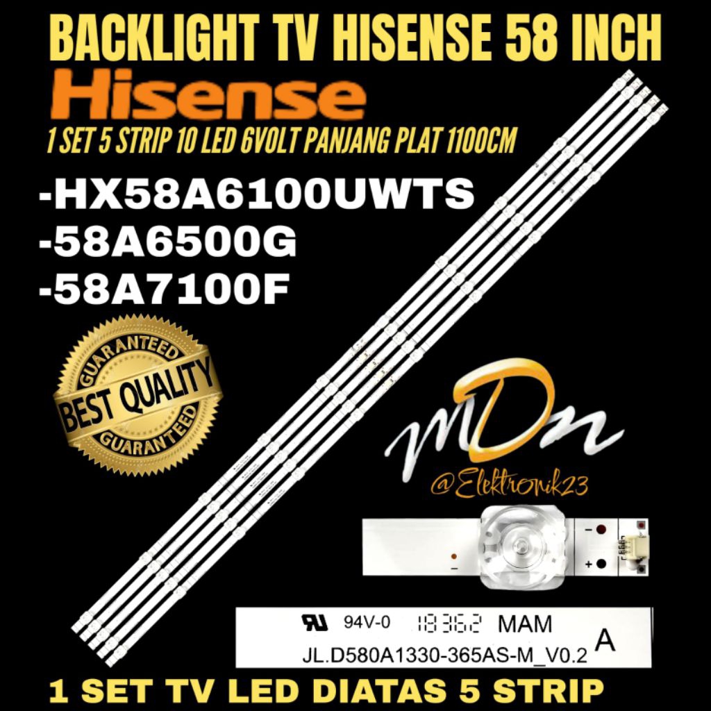 HISENSE 58 INCH LED TV BACKLIGHT HX6100UWTS 58 A6500G- 58A7100F 58 INCH HISENSE TV BACKLIGHT