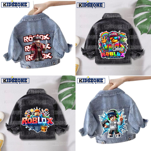 ROBLOX JEANS JACKET สําหรับ BOYS PLAIN SNOW BLUE & SNOW BLACK AGES 1 - 7 ปี
