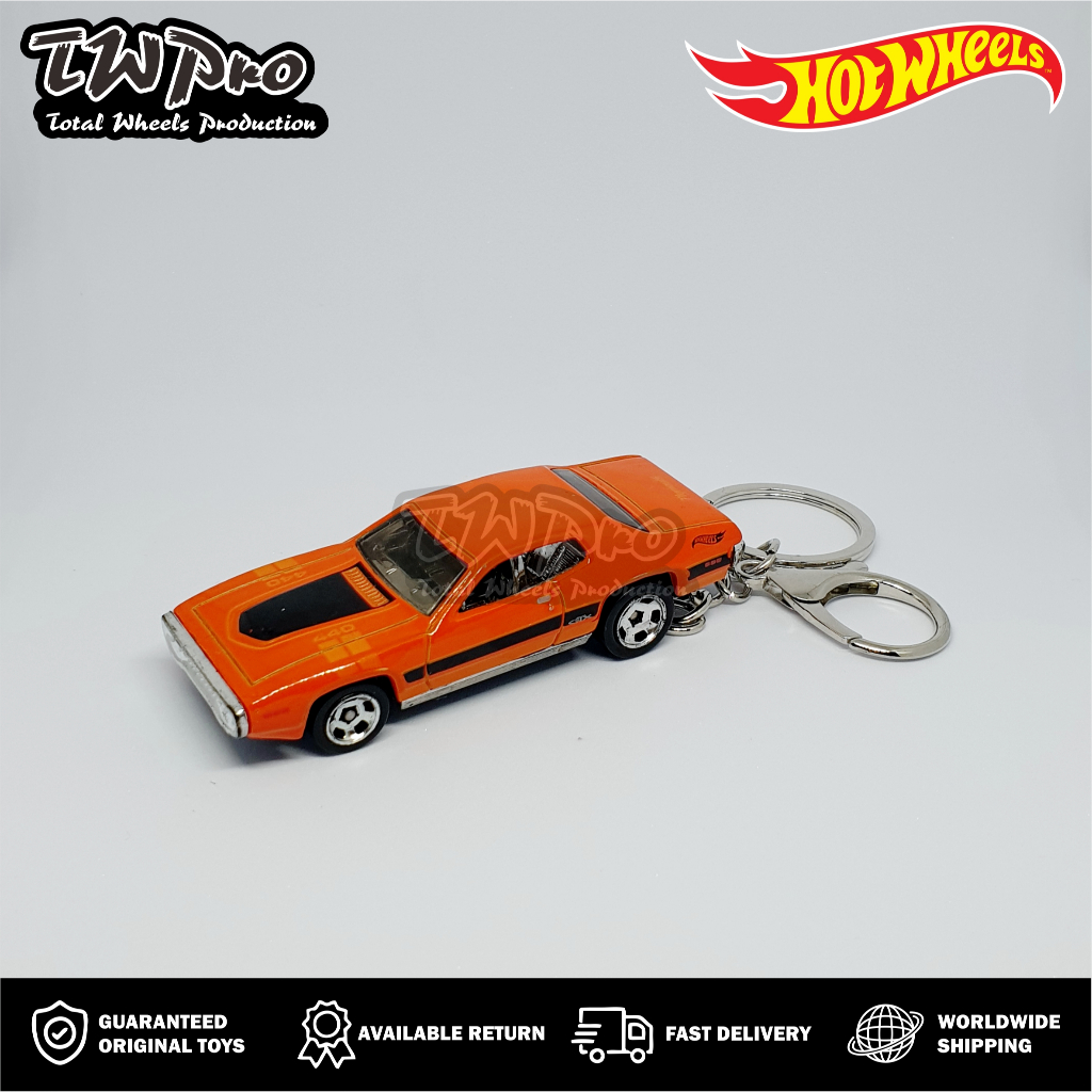 GANTUNGAN HOT WHEELS 71 PLYMOUTH GTX KEYCHAIN - ORANGE - SHRIMP HOOK - KEYRING - KEYCHAIN - CUSTOM -