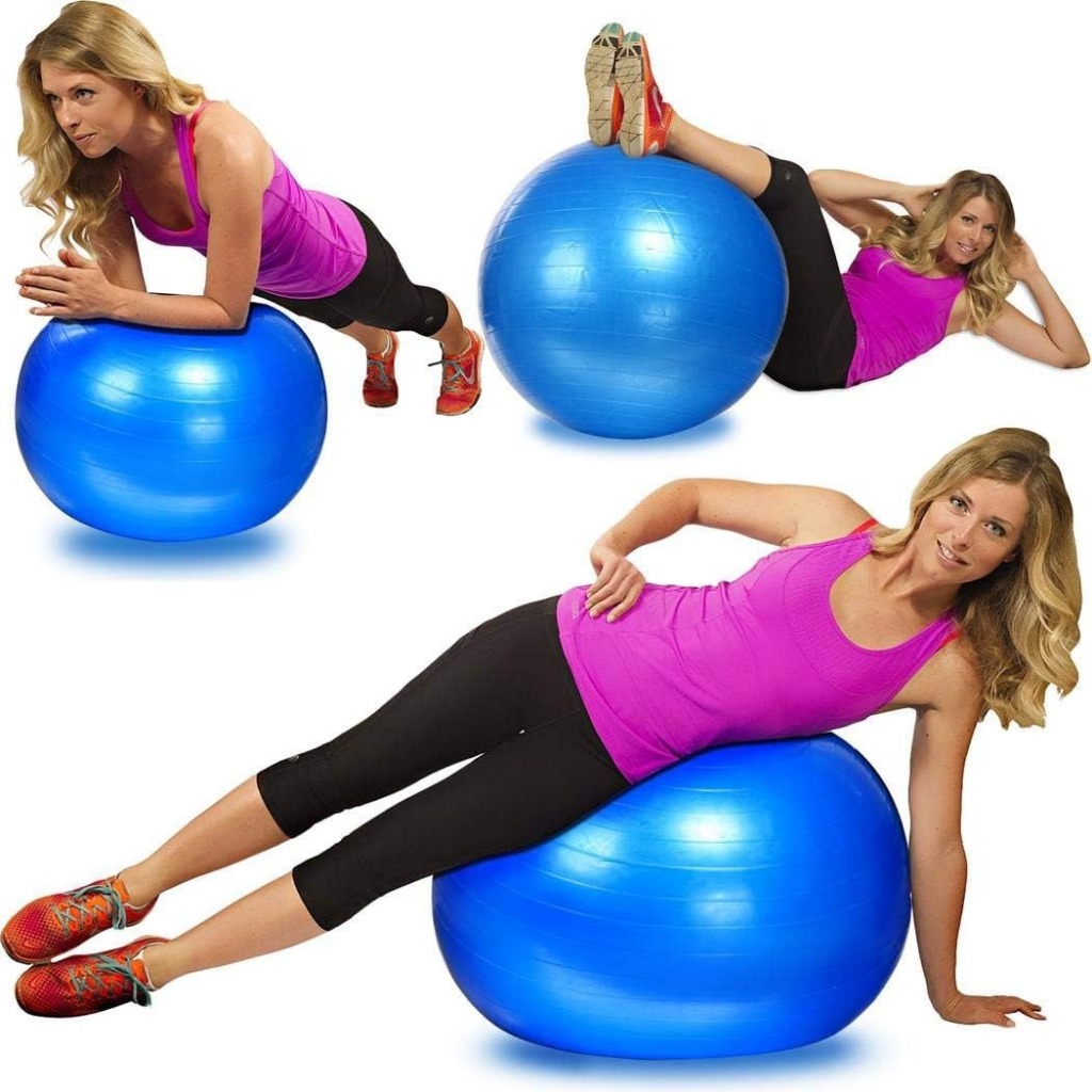 Gym Ball Yoga Pilates Fitness PVC Ball 55cm - สีฟ้า