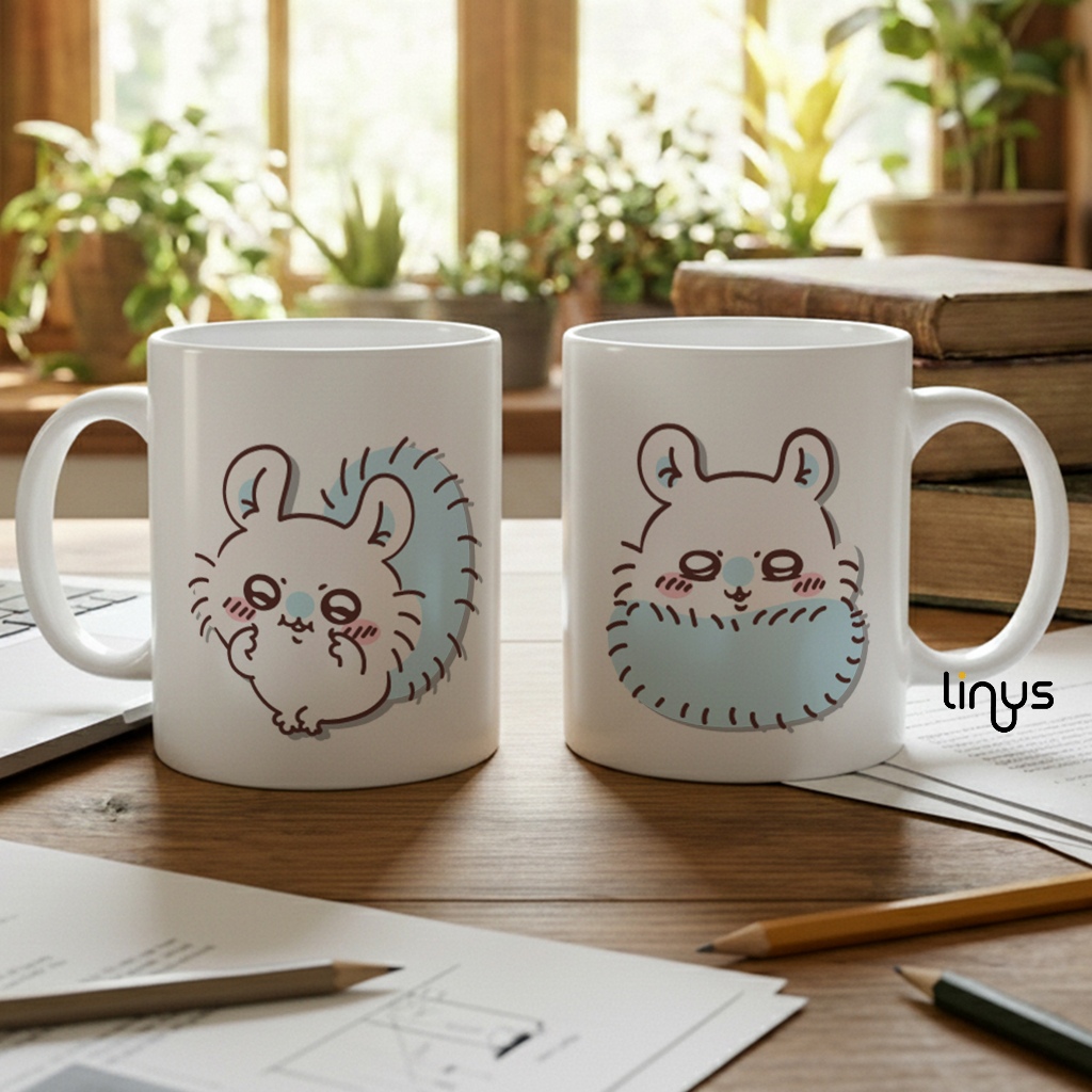 Kawaii Chikawa Cheeky Momonga แก้วเซรามิคที่เหมาะสมสําหรับของขวัญถ้วยกาแฟ