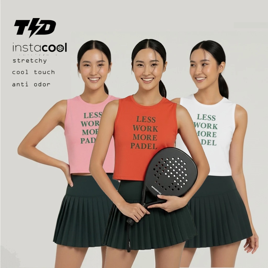 เสื้อยืด Padel น่ารัก Tank Top "งานไม่มีเพิ่มเติม padel" UAT instacool สีขาว LSE48 PINK LSE49 BEIGE 