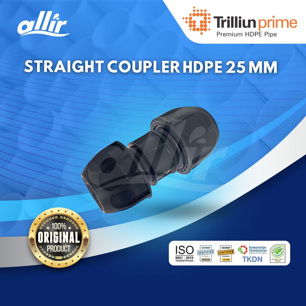 Allir - Fitting HDPE Trilliun Straight Coupler HDPE 25 mm ทนทานต่อแรงกด