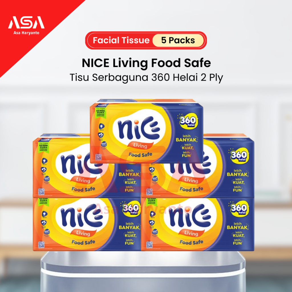NICE 5 PACKS PACKAGE กระดาษเช็ดหน้า 360 แผ่น 2 ชั้น