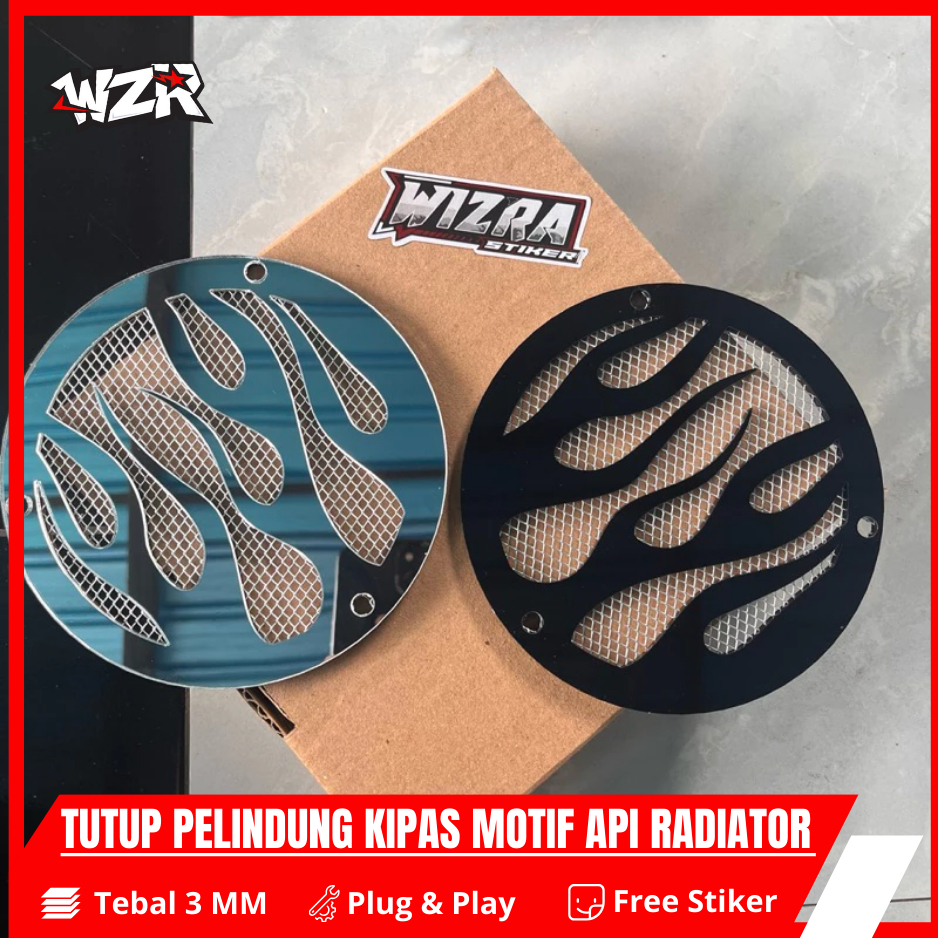 WZR FIRE MOTIF ฝาครอบพัดลม Beat Scoopy Vespa Mio Filano Fazzio FUEL MOTIF พัดลม PROTECTOR COVER