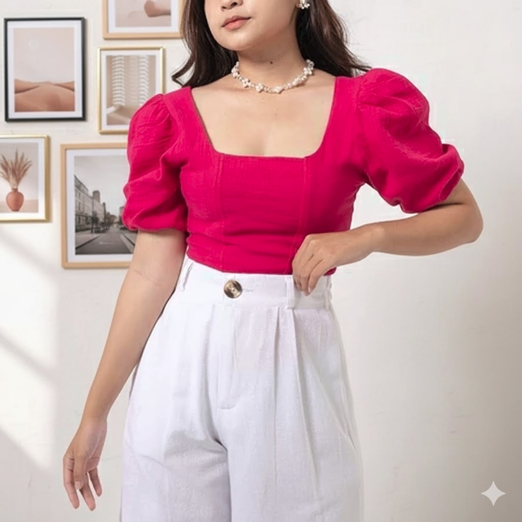 Lyona Blouse Crop Top / Womens Top Sabrina Crop Top / เสื้อผ้าผู้หญิงสวย -01 Womens Sabrina Crop Top