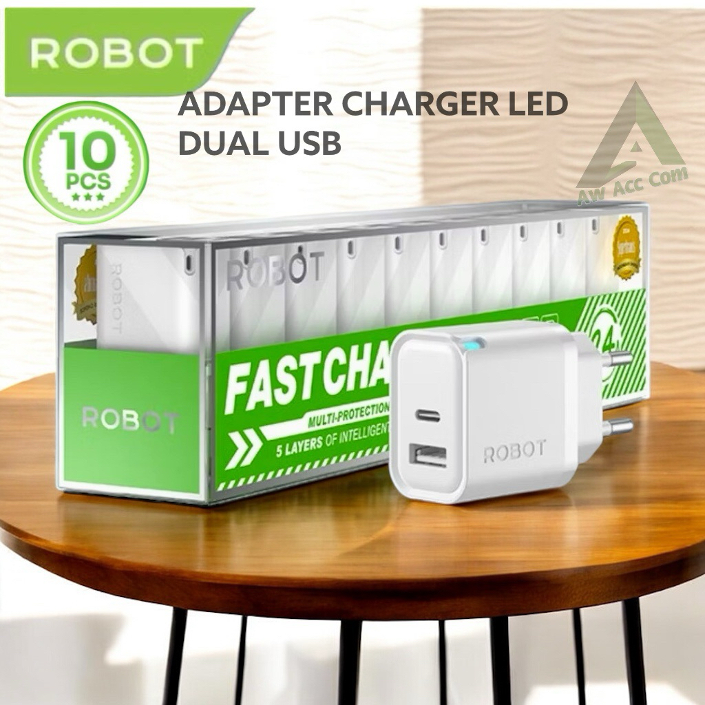 (1 กล่องมี 10 ชิ้น) ORIGINAL ROBOT CHARGER ADAPTER RT-K8 Plus 2.4A USB Power Adaptor Charger Small &