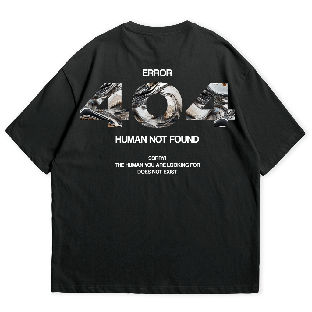 PIECETOON - เสื้อยืด OVERSIZED REGULAR 404 NOT FOUND PREMIUM COMBED 24S UNISEX สีดํา