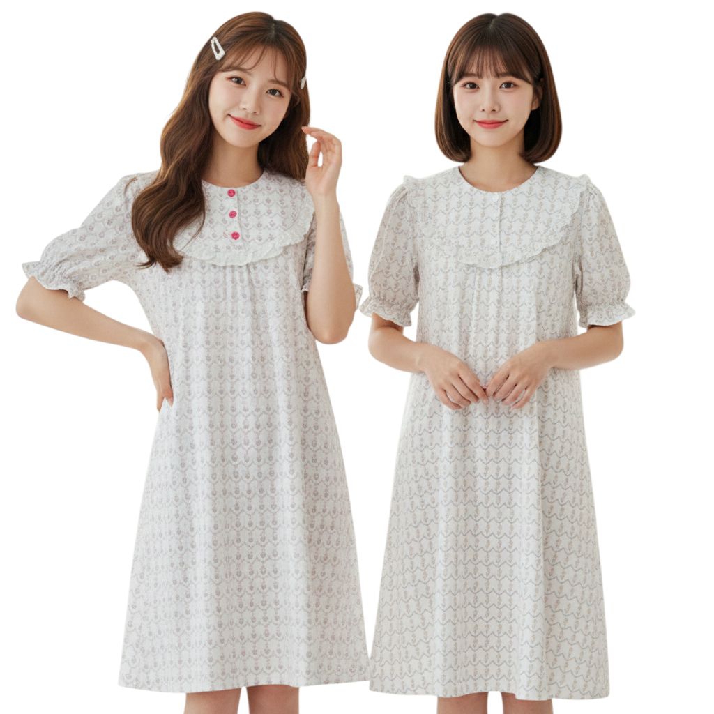 Yejin Sleepdress – ชุดนอนสตรีผ้าฝ้ายพรีเมี่ยมสไตล์เกาหลี