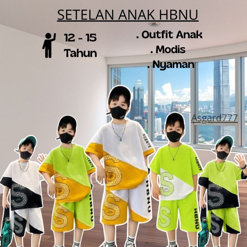 HBNU Kids Set กางเกงขาสั้นแขนสั้น One Set แฟชั่นเด็กชายล่าสุด / ASGARD777