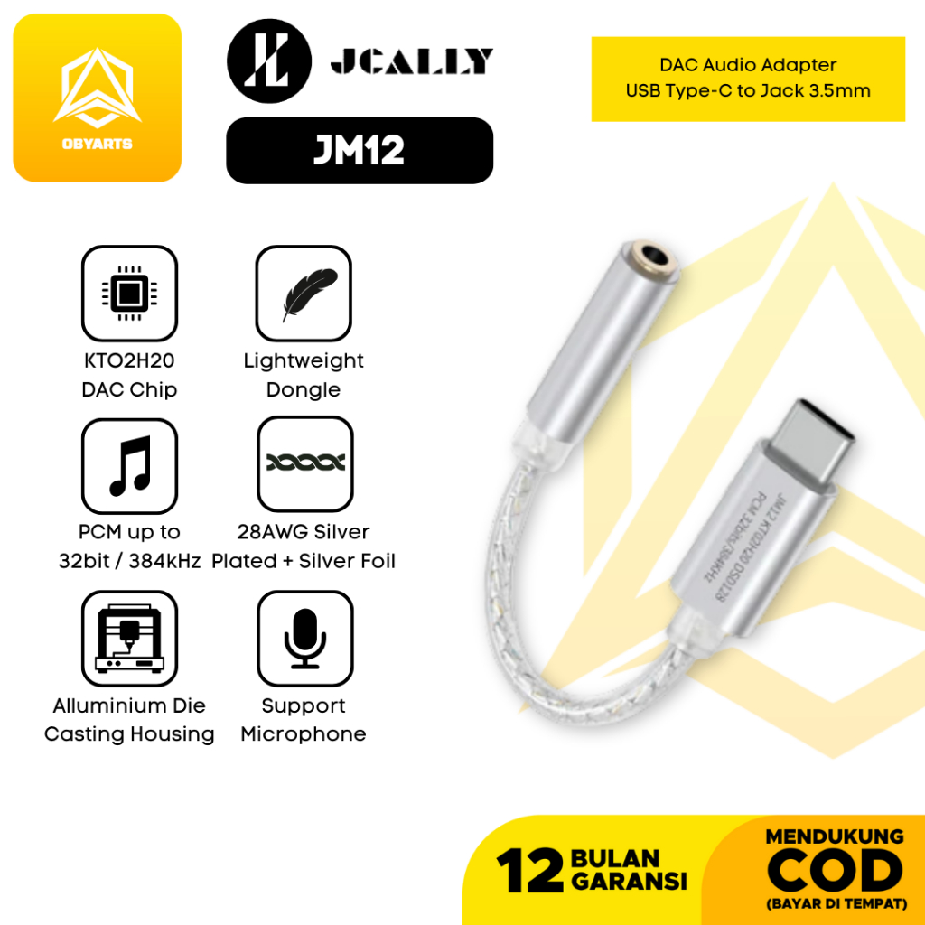JCALLY JM12 KTO2H20 อะแดปเตอร์ดองเกิลแบบพกพา USB DAC / AMP ประเภท C ถึง 3.5 มม.ตัวแปลงเสียง