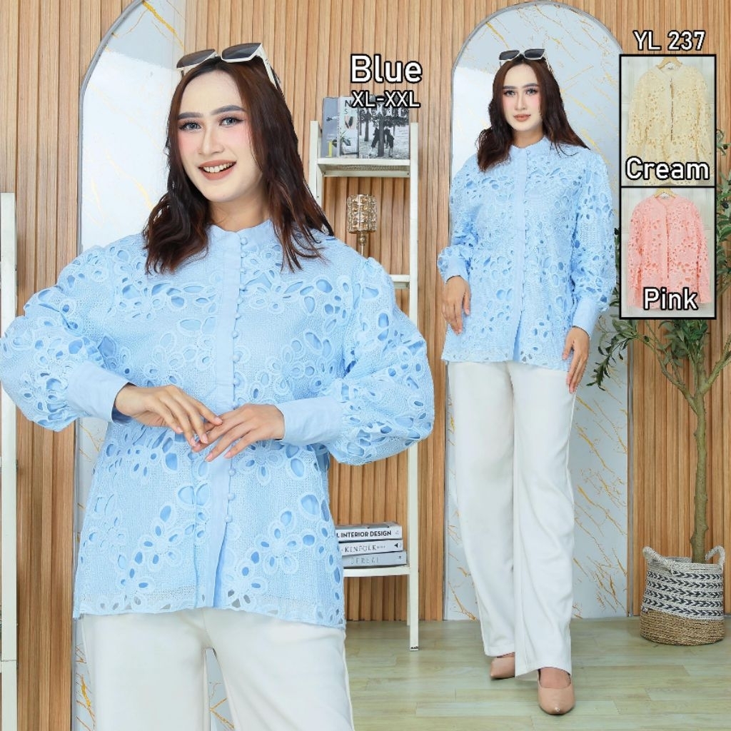 KEMEJA YL 237 Ayreen / เสื้อคทาโบลผู้หญิง / เสื้อเชิ้ตผู้หญิง / เสื้อแคทโบลลายดอกไม้ / เสื้อเชิ้ตลาย