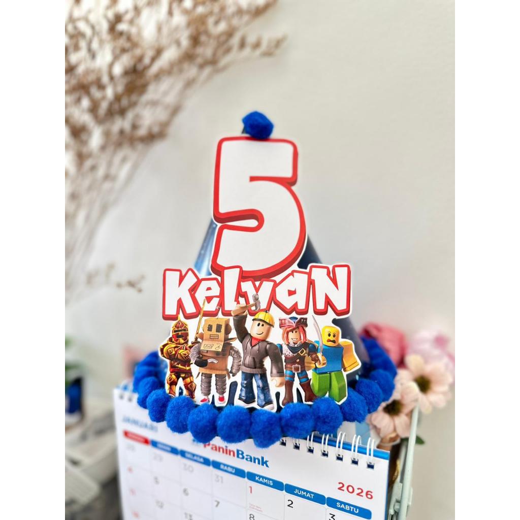 หมวกกรวยเด็กชาย Ro blox แบบกําหนดเองสําหรับวันเกิด